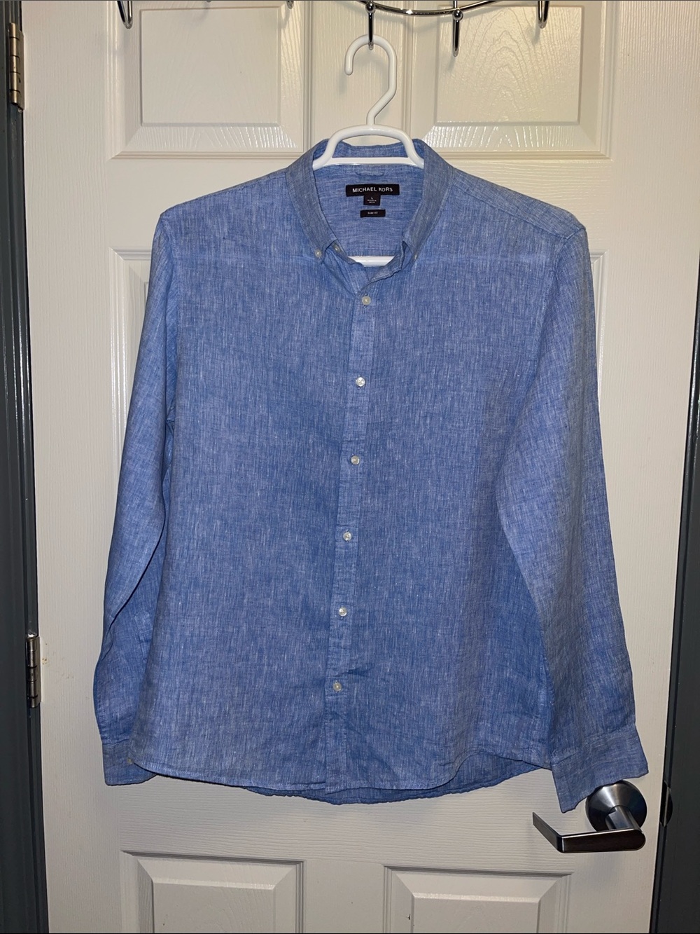 Michael Kors Men's Button Down Linen Long Sleeve Shirt